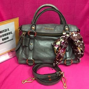 Miu Miu Gray Leather Bow Crossbody Bag
